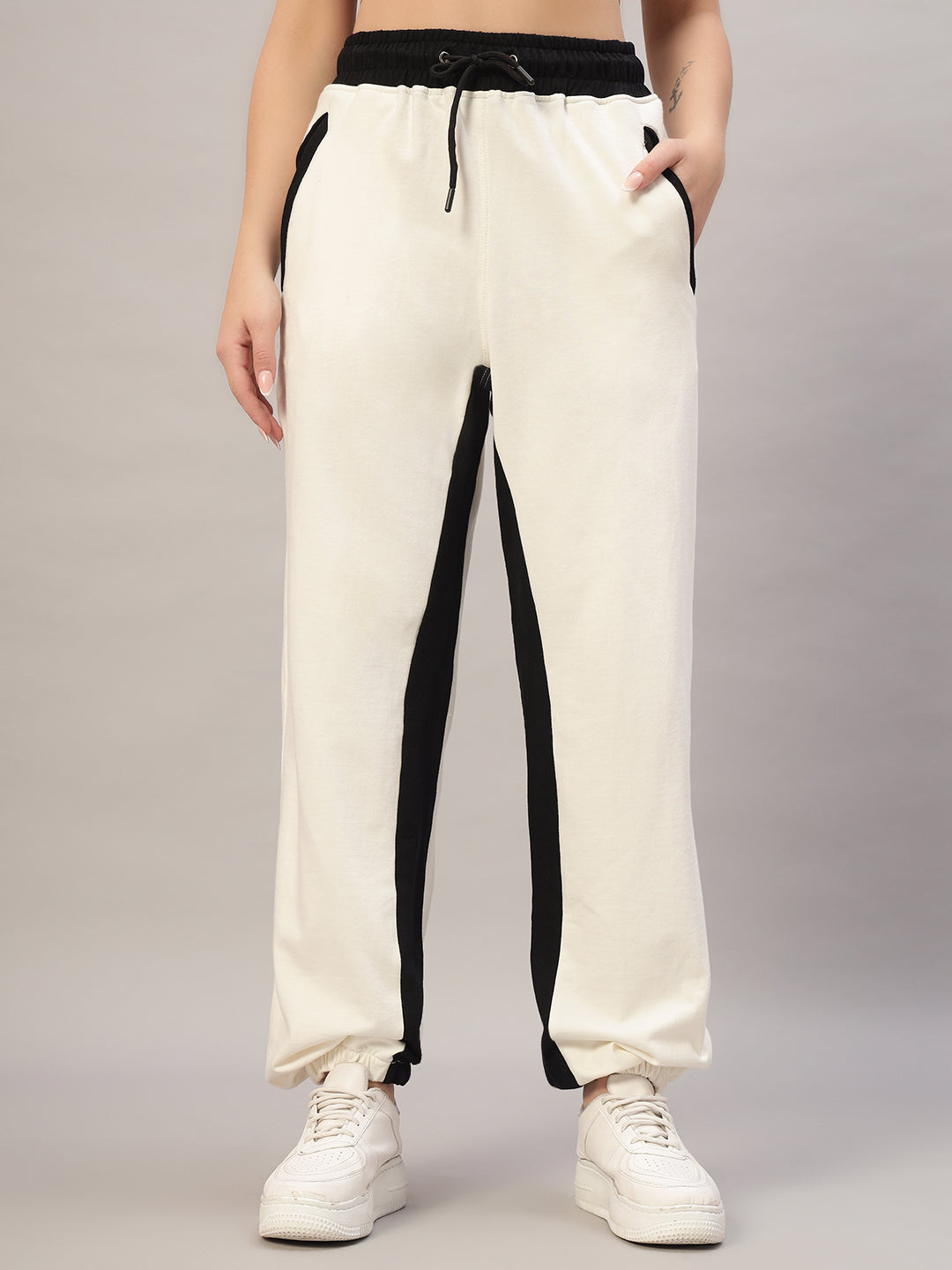 Women's Splinter Oversized CO-Ord Set (Off White-Black)
