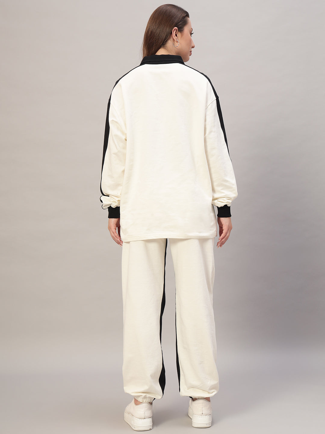 Women's Splinter Oversized CO-Ord Set (Off White-Black)