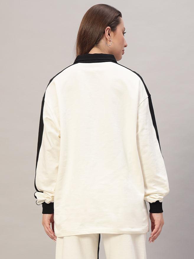 WOMEN'S SPLINTER OVERSIZED SWEATSHIRT (OFF WHITE-BLACK)