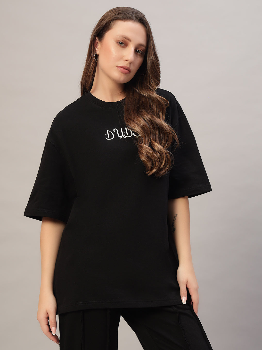 WOMEN'S DIMENSION OVER-SIZED T-SHIRT (BLACK)