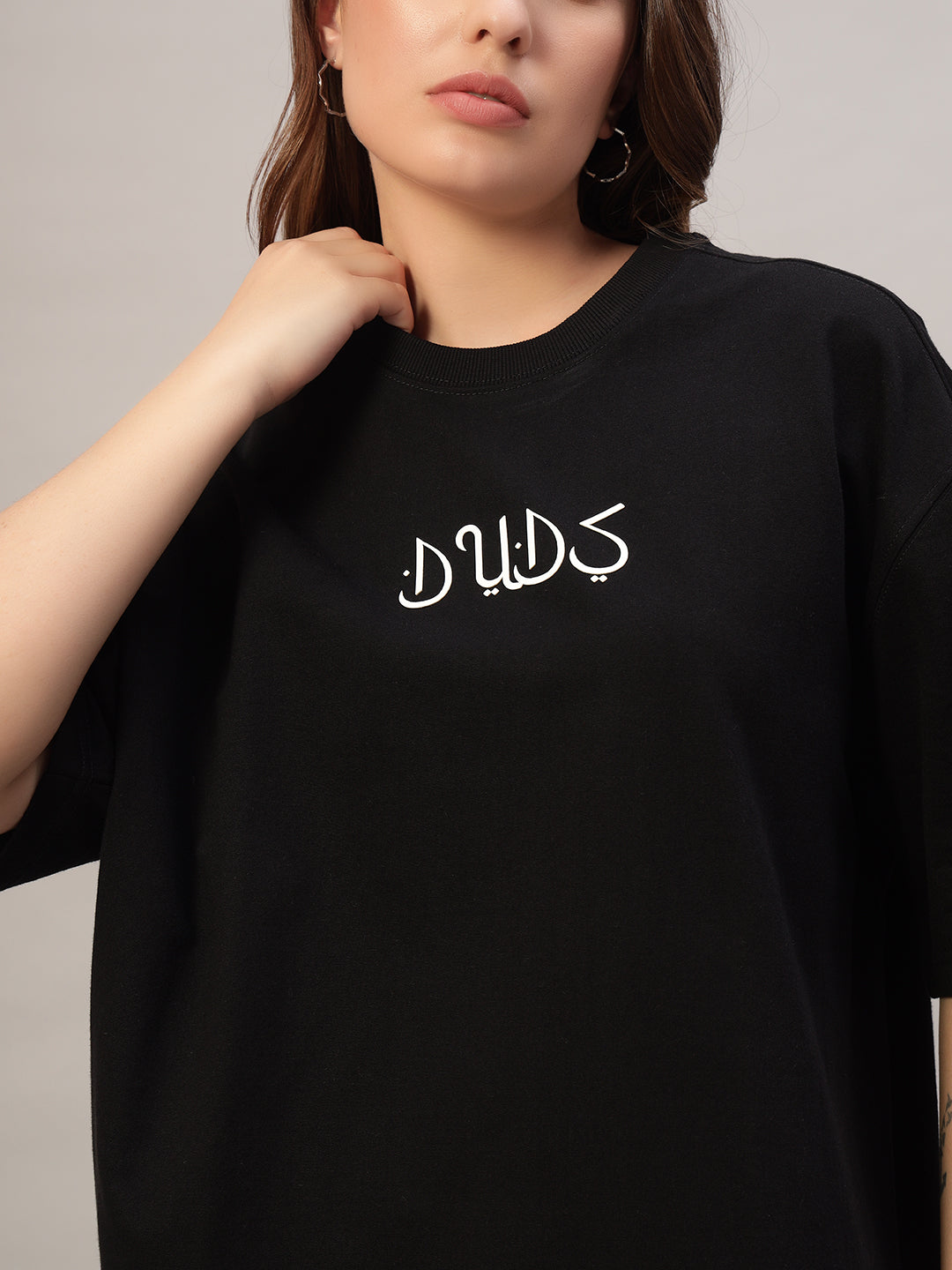 WOMEN'S DIMENSION OVER-SIZED T-SHIRT (BLACK)
