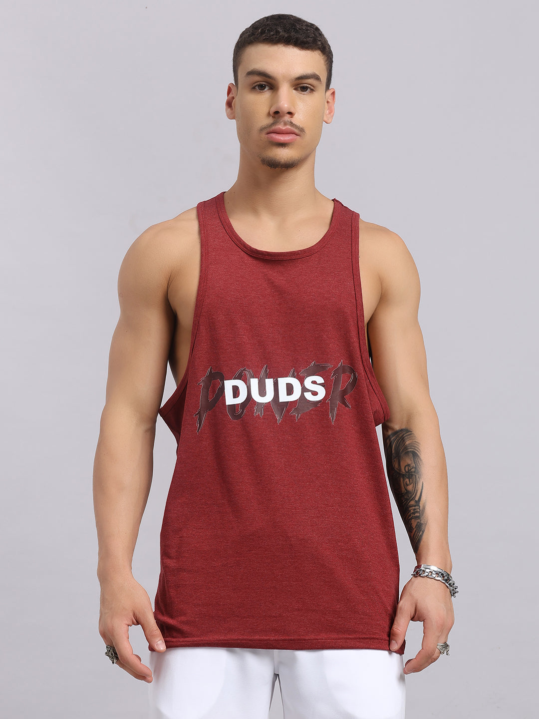POTENTIAL PRINTED GYM T-SHIRT (MAROON)