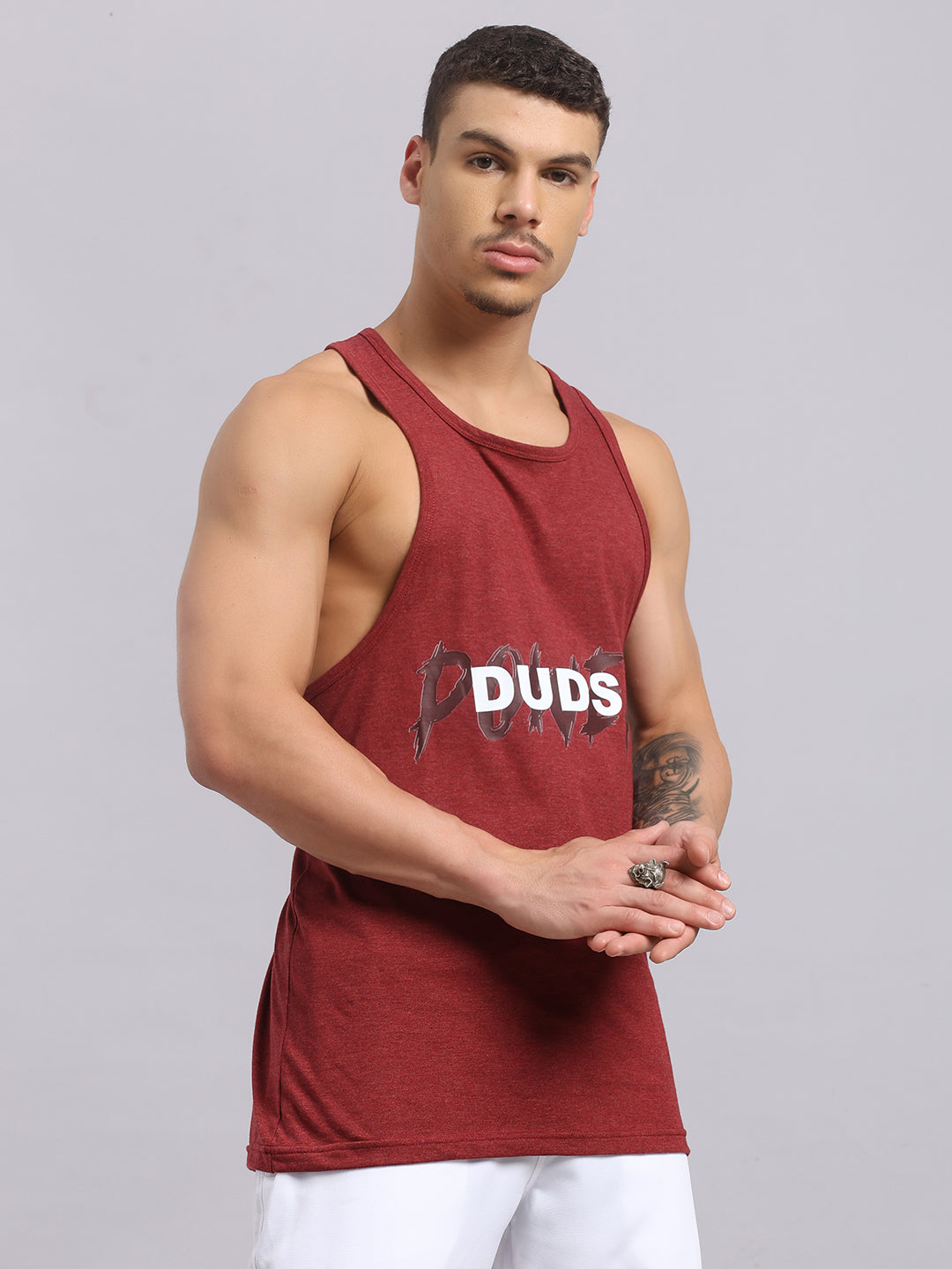 POTENTIAL PRINTED GYM T-SHIRT (MAROON)