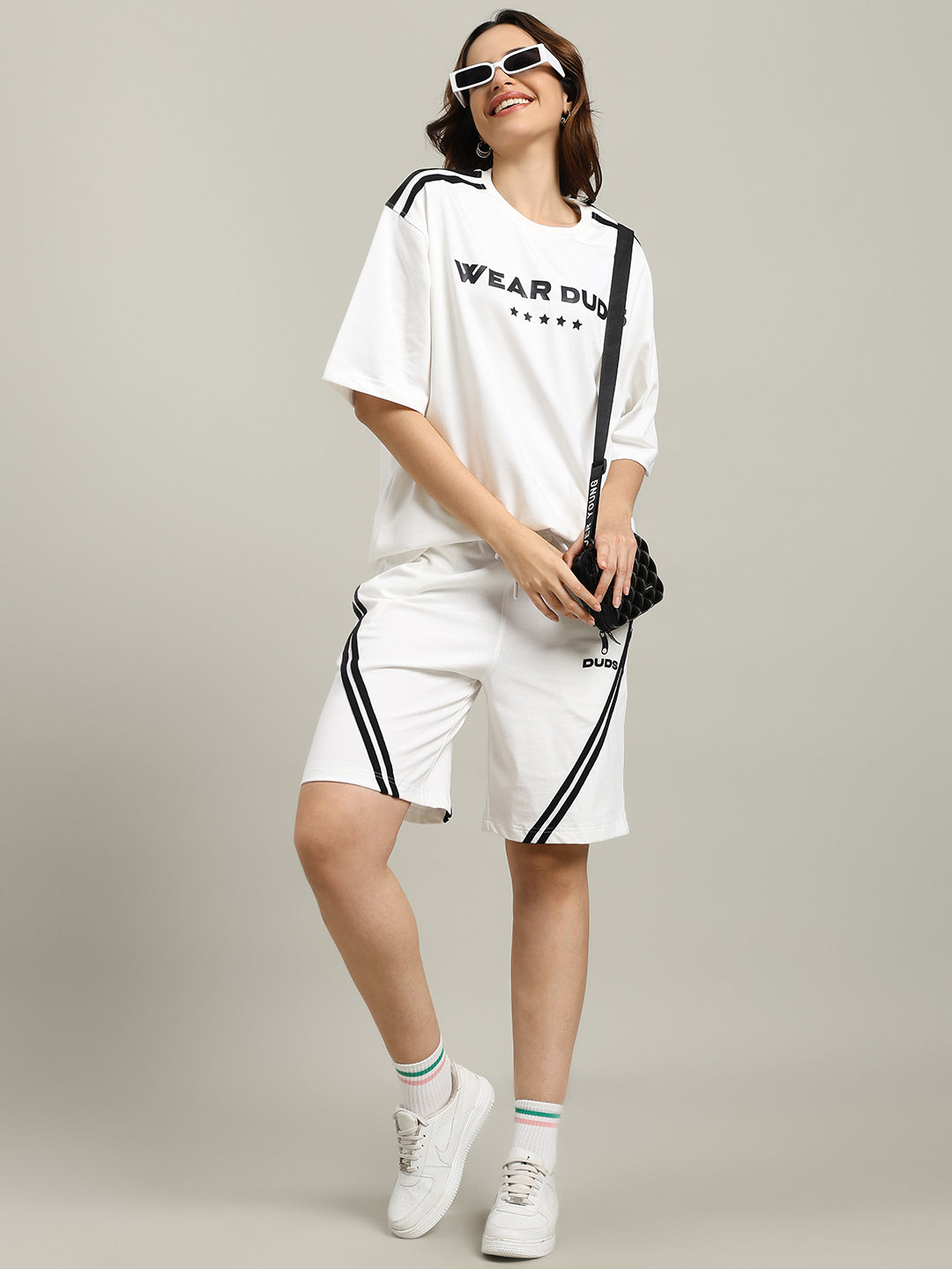 WOMEN'S STAR JUMPER SUMMER CO-ORD SET (OFF WHITE)