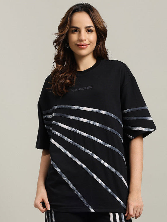 WOMEN'S FLICKER DESIGNER OVERSIZED T-SHIRT (BLACK)