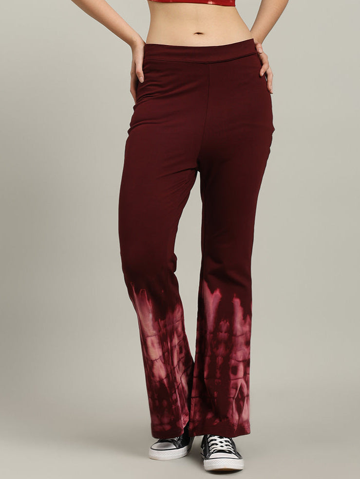 WOMEN'S MEMORIA BAGGY TIE-DYE JOGGER (MAROON)