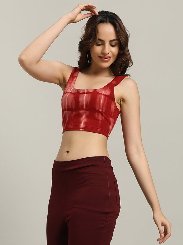 WOMEN'S MEMORIA TIE DYE CROP-TOP (MAROON)