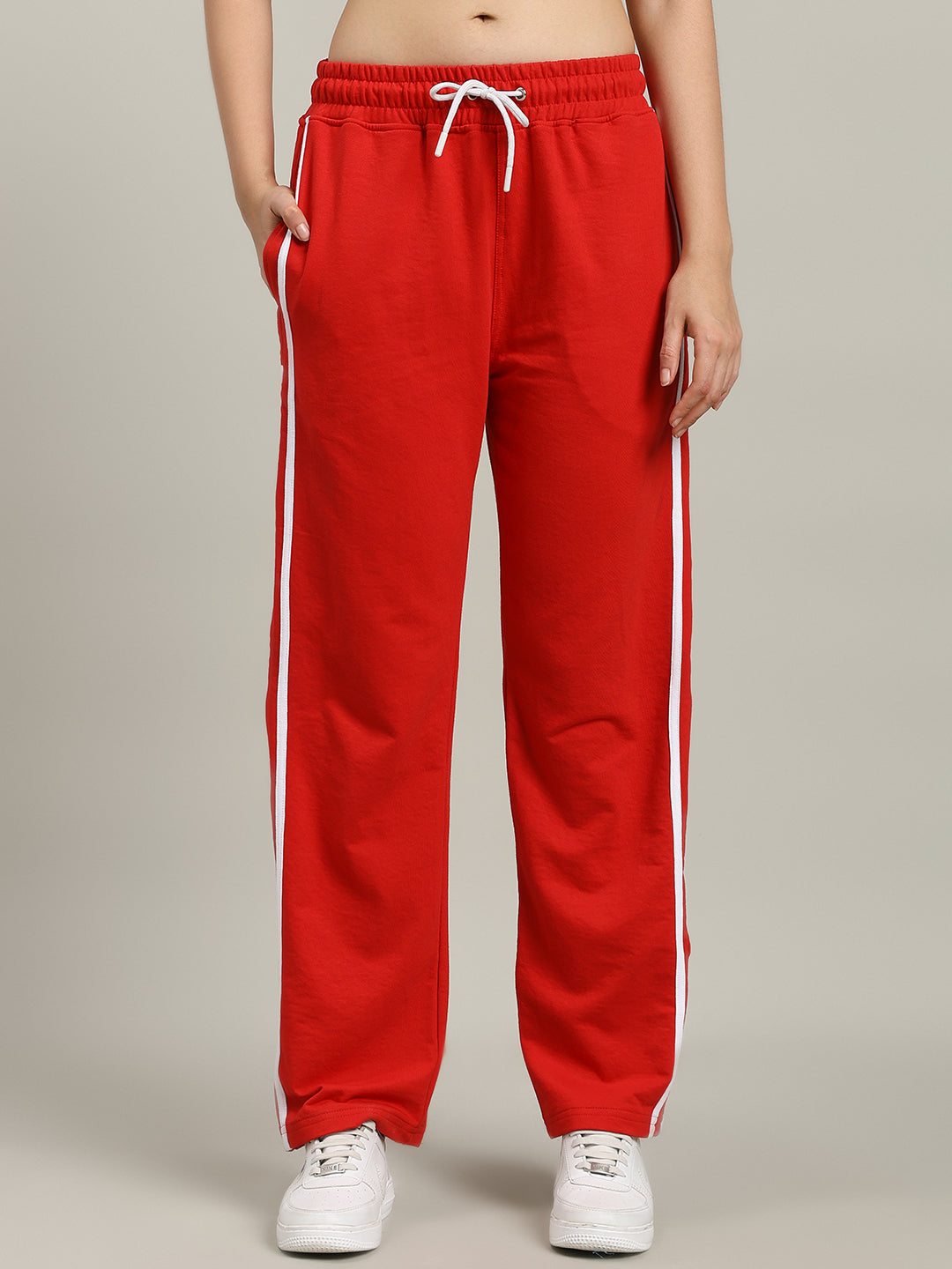 WOMEN'S CONTRAST PANEL JOGGERS (RED)