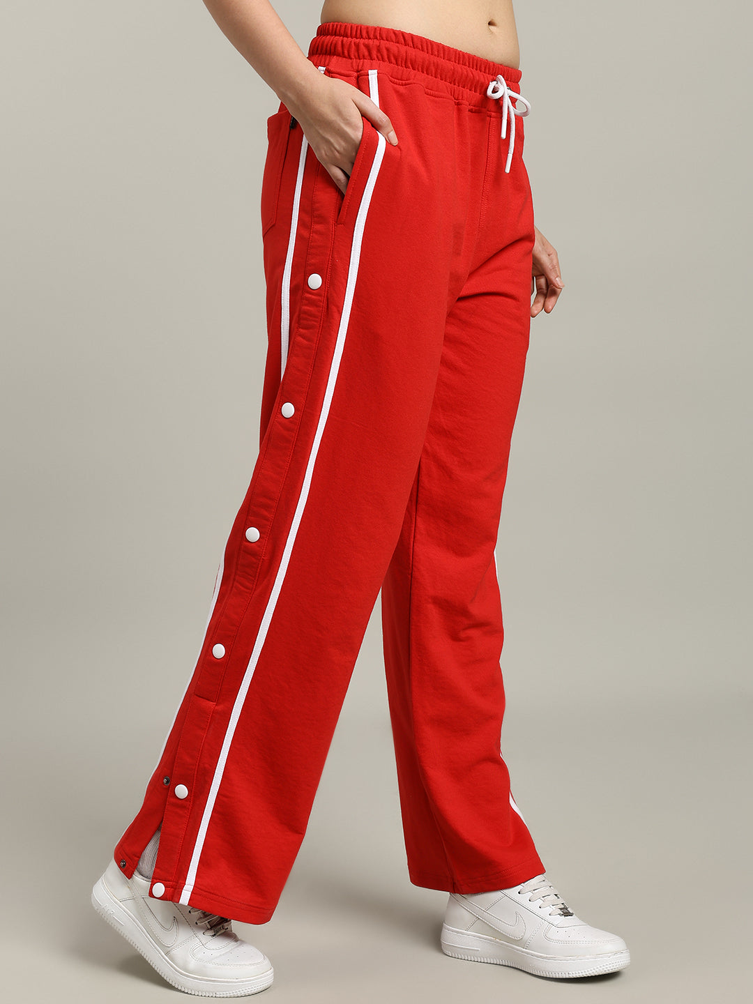 WOMEN'S CONTRAST PANEL JOGGERS (RED)