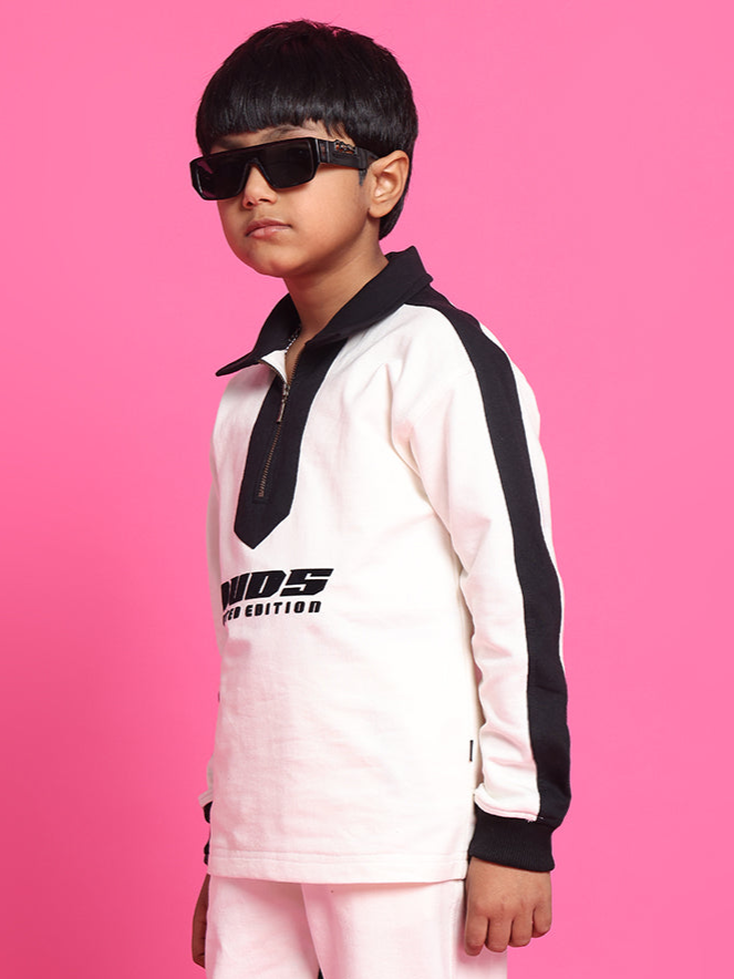 SPLINTER OVER-SIZED SWEATSHIRT FOR BOYS & GIRLS (OFF WHITE-BLACK)
