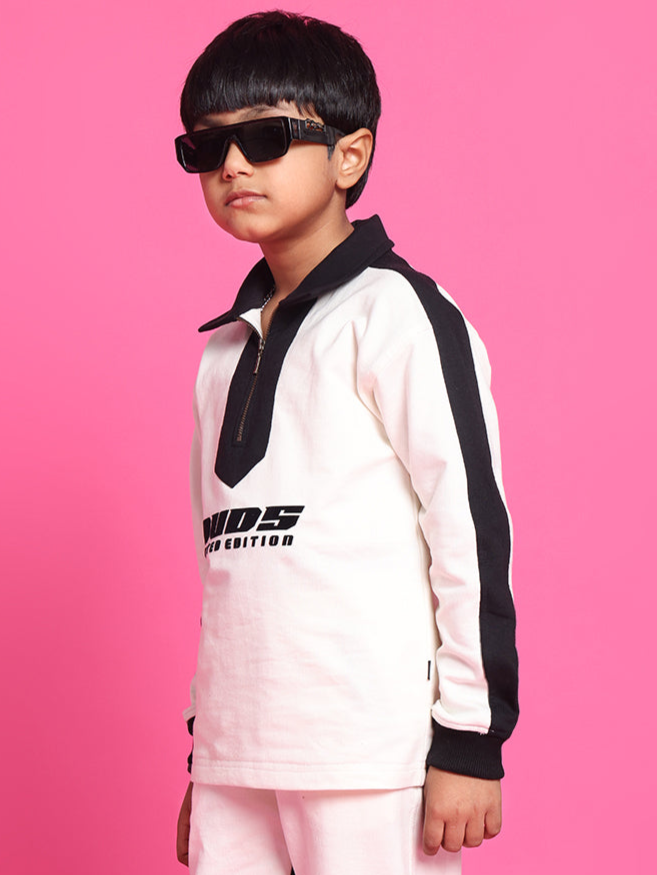 SPLINTER OVER-SIZED SWEATSHIRT FOR BOYS & GIRLS (OFF WHITE-BLACK)