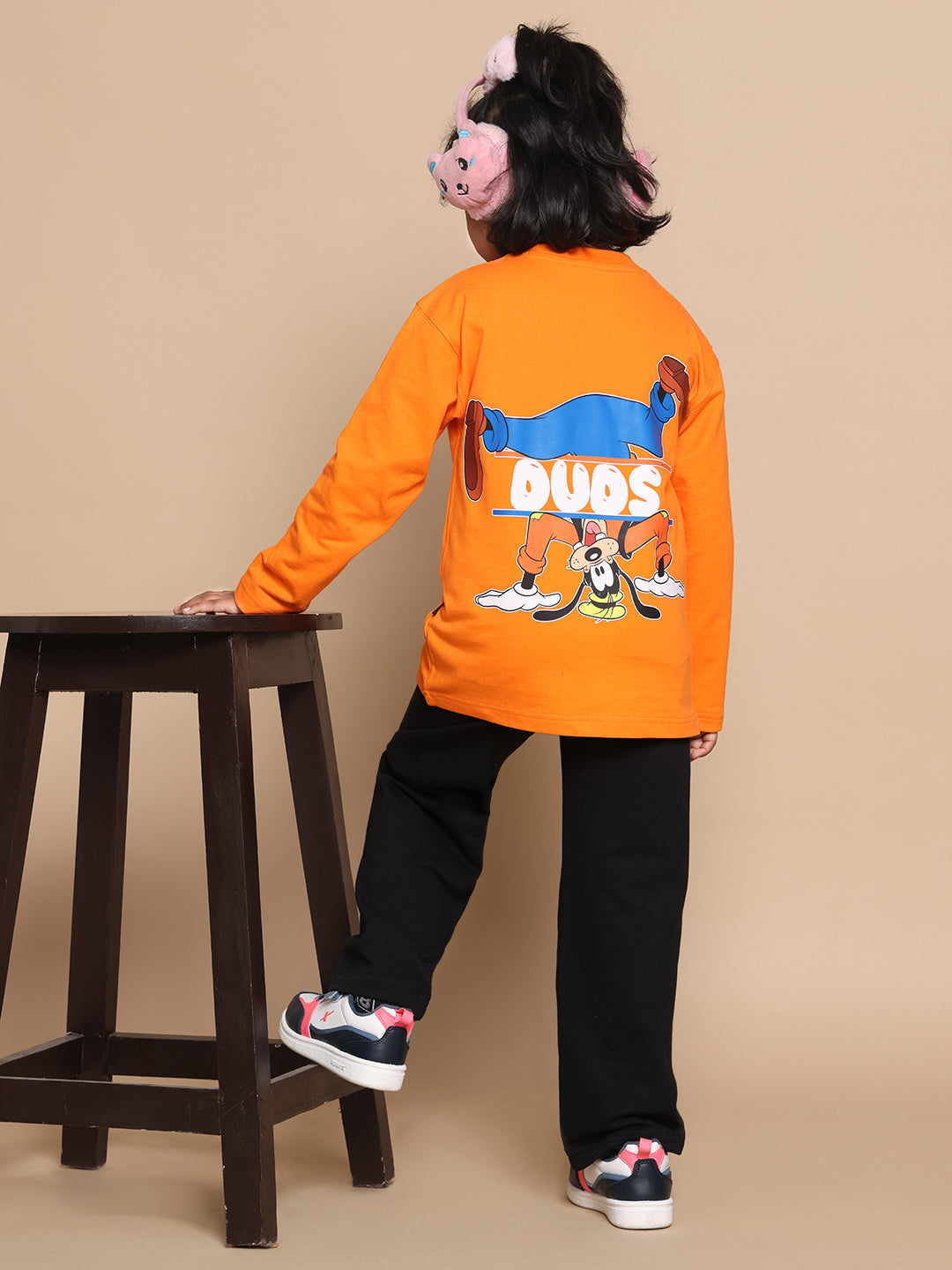 Goofy Co-Ord Set For Boys & Girls (Orange-Black)