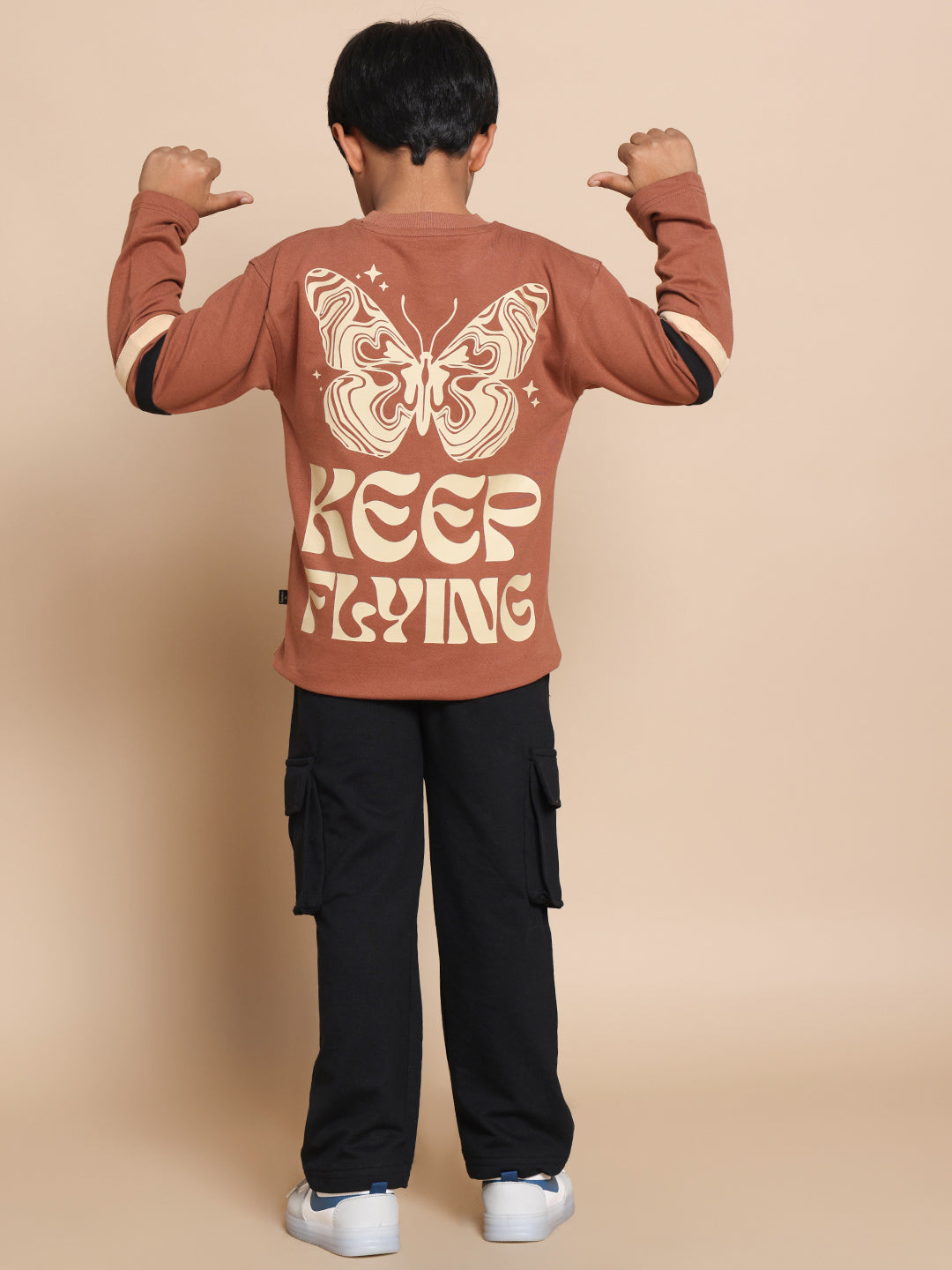 KEEP FLYING CO-ORD FOR BOYS & GIRLS (BROWN-BLACK)