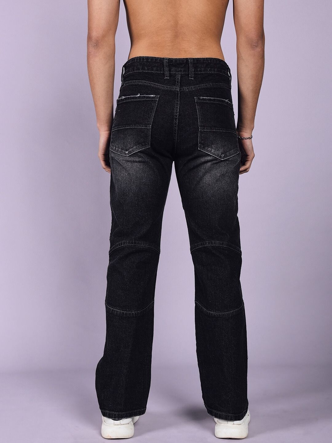 HIPPIE BLACK REGULAR FIT DENIM JEANS (BLACK)