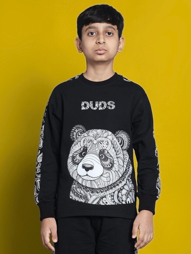 Masha Over-Sized Sweatshirt For Boys & Girls (Black)