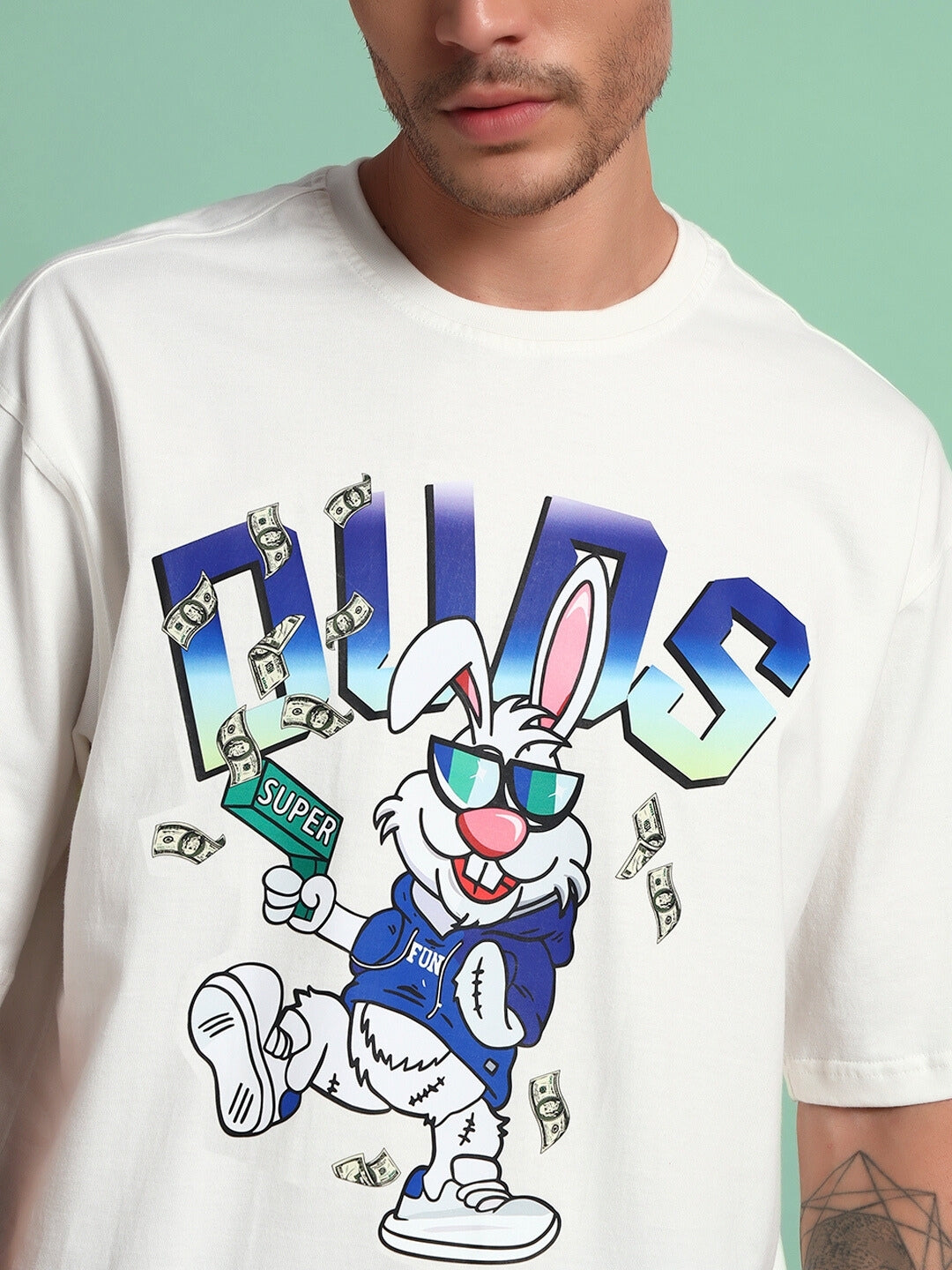 BUNNY BUGS CO-ORD SET (OFF-WHITE BLUE)