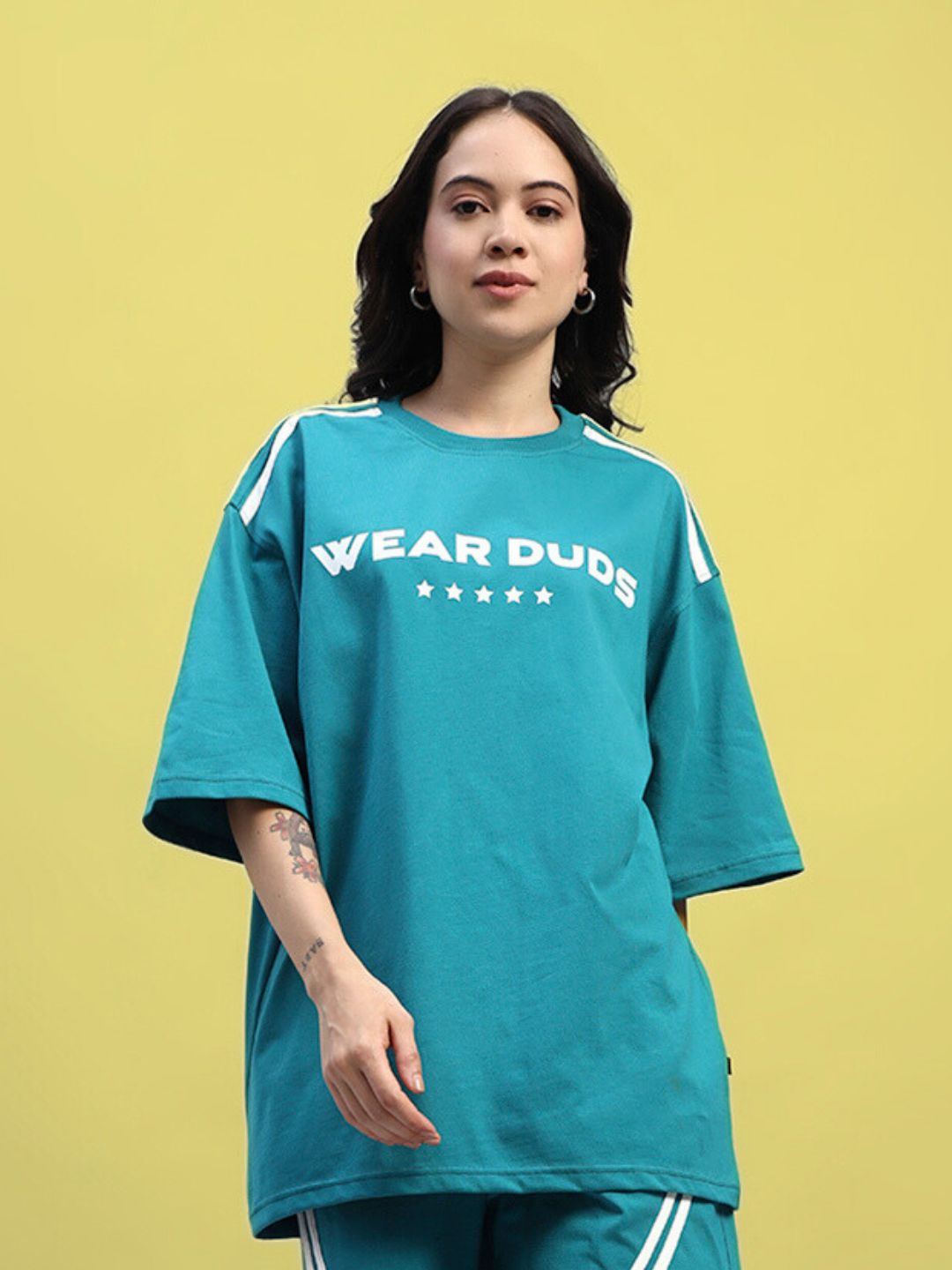 WOMEN'S STAR JUMPER OVER-SIZED T-SHIRT (TEAL)