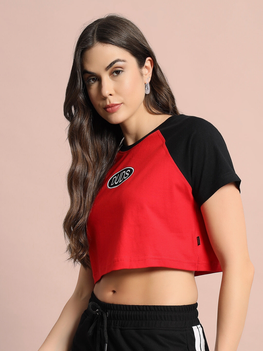 Women's Challenger Raglan Crop-Top (Red Black)