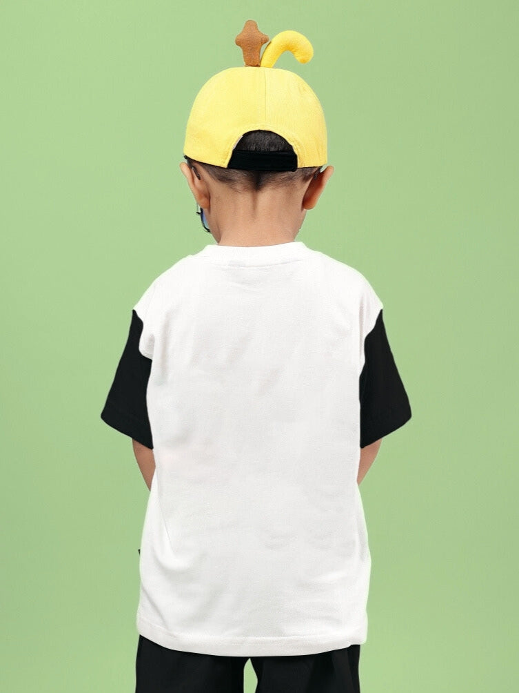 STYLISH ROBOT T-SHIRT FOR BOYS & GIRLS (OFF WHITE-BLACK)