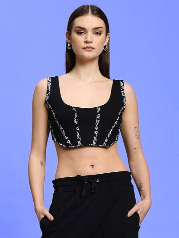 WOMEN'S AMISHA REGIONAL CROP TOP (BLACK)