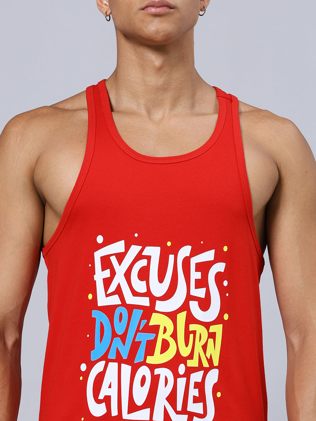 EXCUSES DON'T BURN CALORIES PRINTED GYM CO-ORD SET (RED)