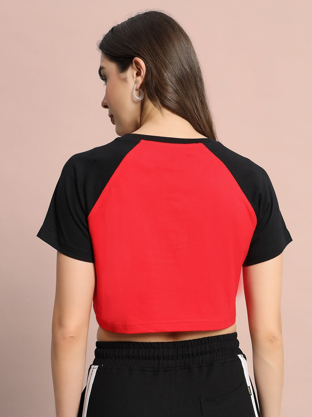 Women's Challenger Raglan Crop-Top (Red Black)