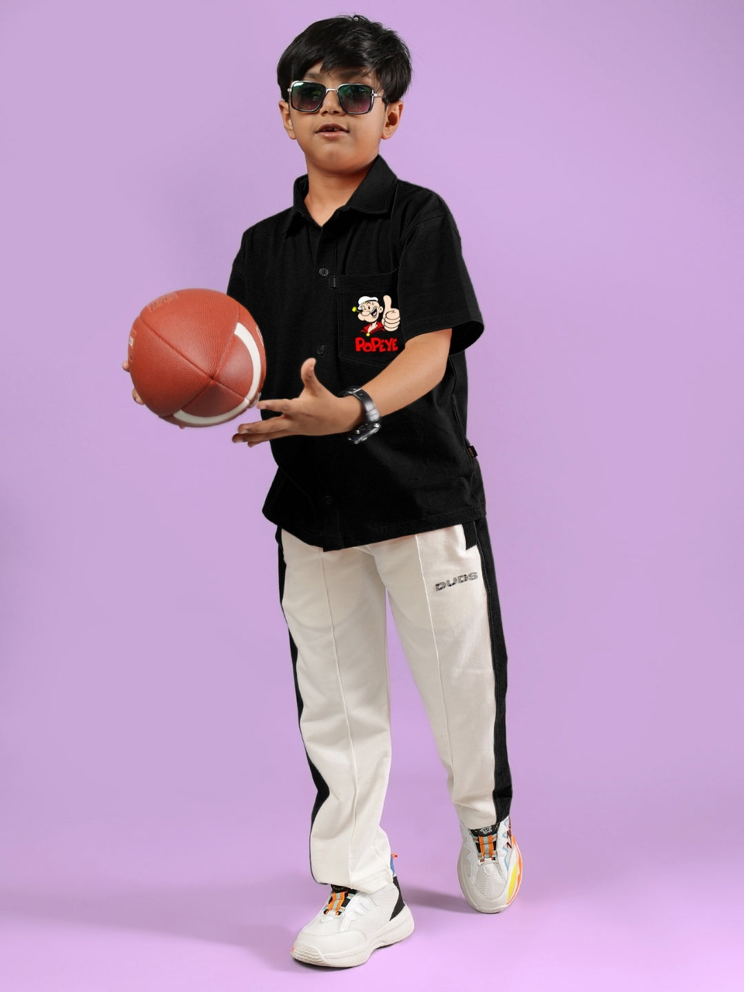POWER KIDS CO-ORD FOR BOYS & GIRLS (BLACK-OFF-WHITE)