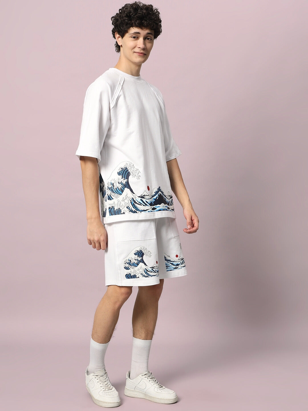 The Great Wave Printed Co-Ord Set (White)