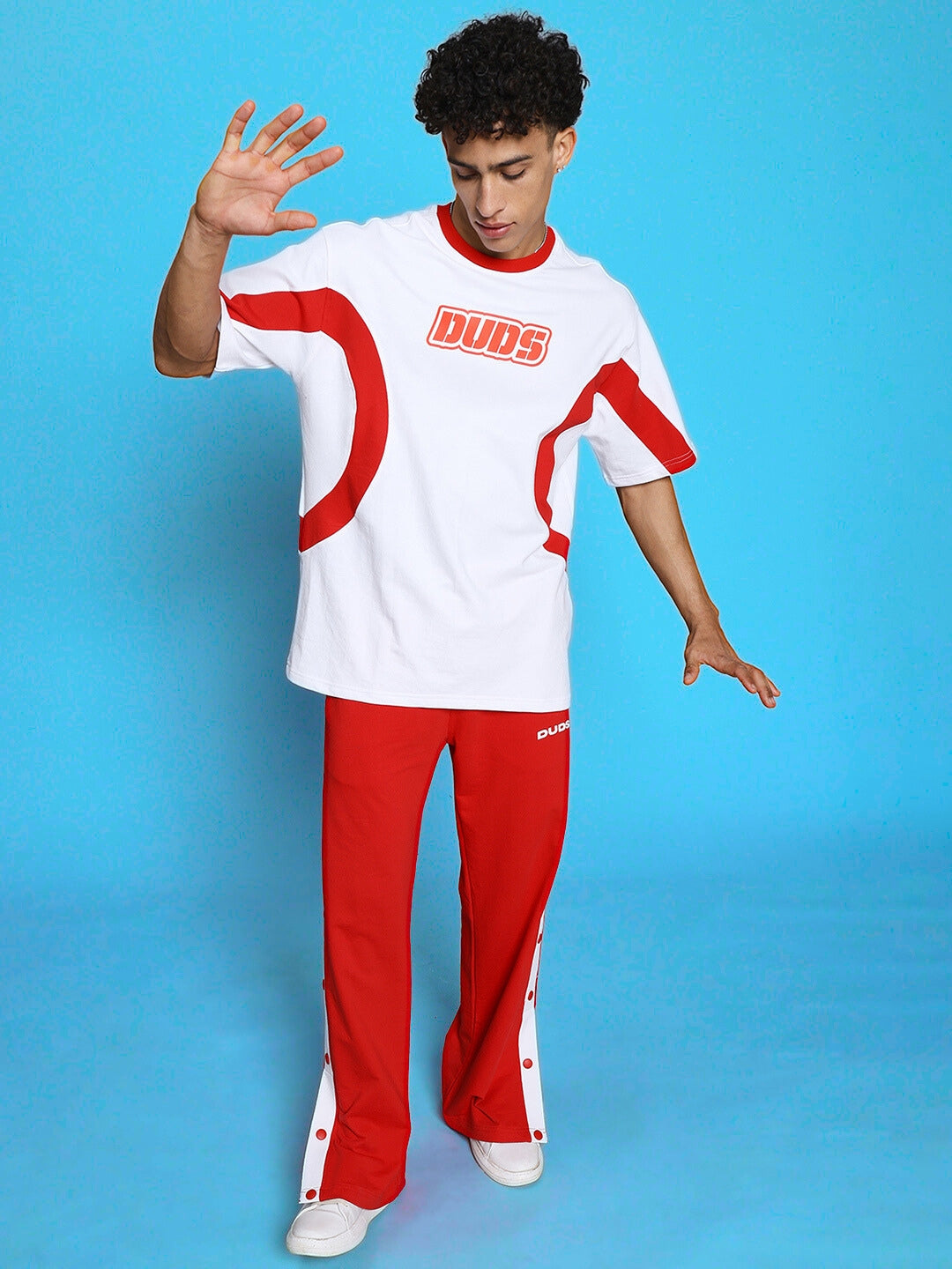 EZEL RELAXED FIT CO-ORD SET (WHITE-RED)