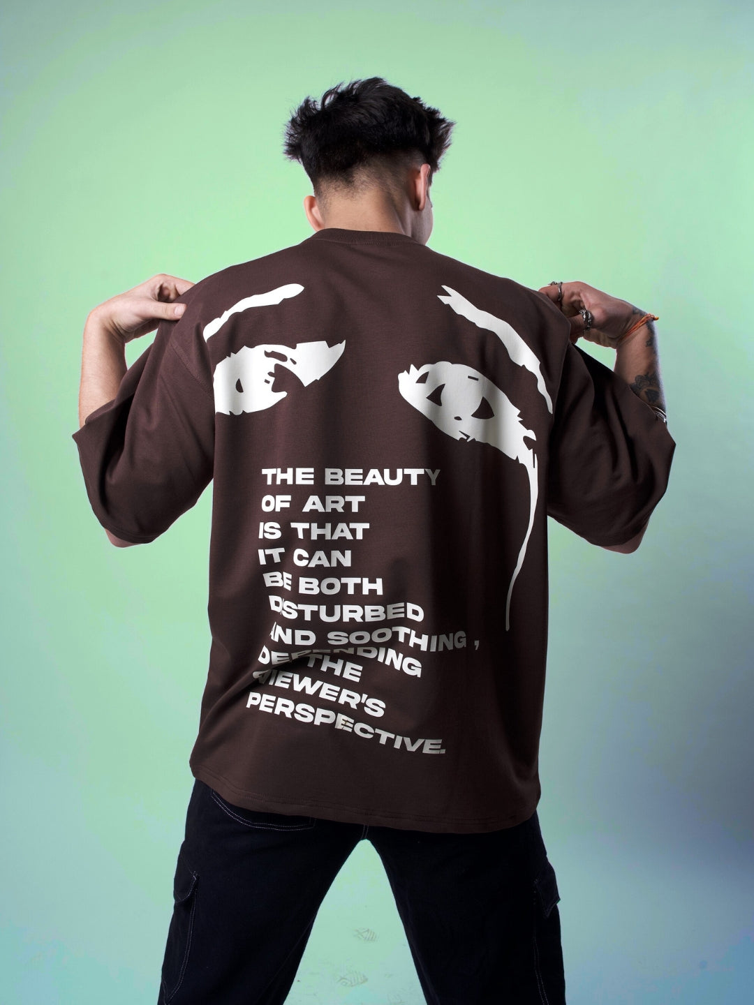 BEAUTY OF ART OVER-SIZED T-SHIRT (BROWN)