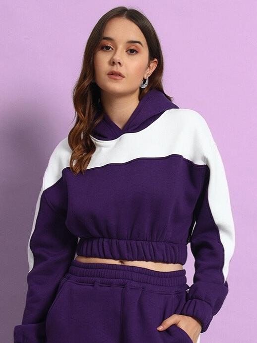 Women's Rizzler Over- Sized Crop Hoodies (Purple)