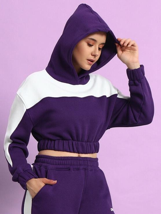 Women's Rizzler Over- Sized Crop Hoodies (Purple)