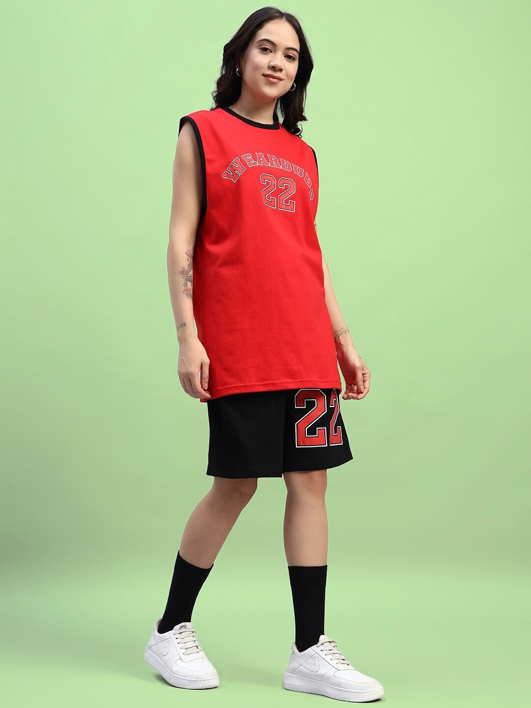 WOMEN'S AMIGA GYM CO-ORD SET (RED-BLACK)