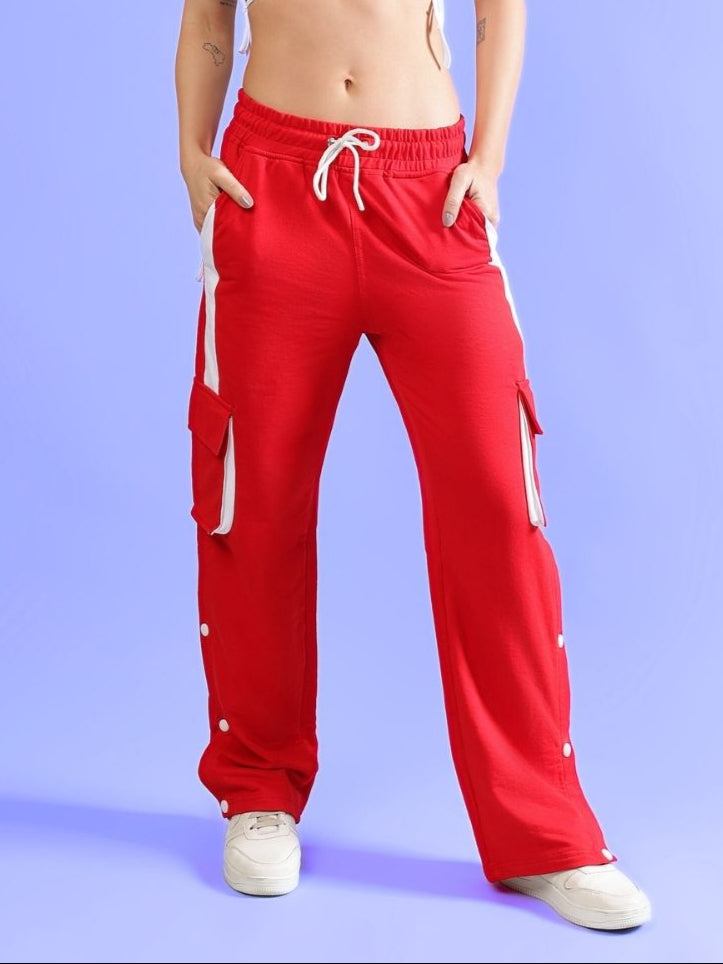 Women's Bracket Cargo Pant Red & White Highlighter