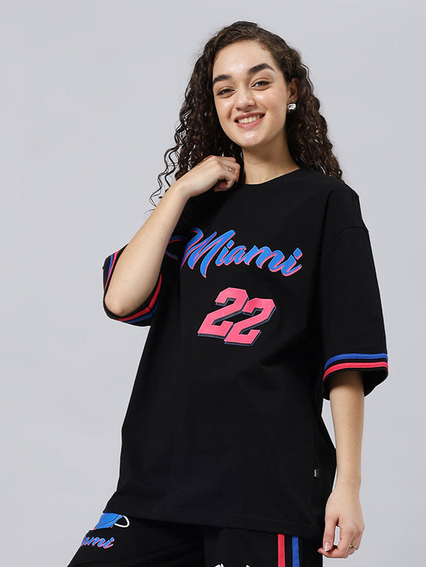WOMEN'S MIAMI OVER-SIZED T-SHIRT (BLACK)