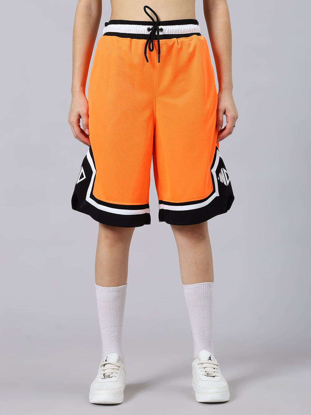 WOMEN'S ARMADO REGULAR FIT SHORTS (ORANGE BLACK)