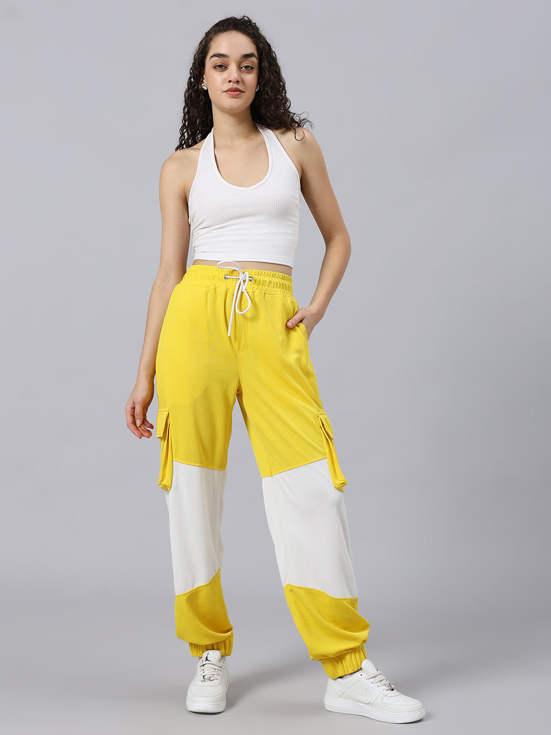 WOMEN'S RADIANT RELAXED FIT JOGGERS (YELLOW WHITE)