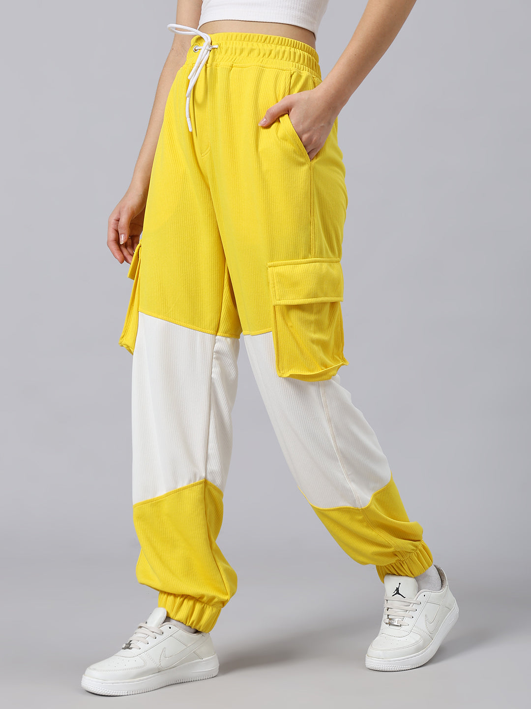 WOMEN'S RADIANT RELAXED FIT JOGGERS (YELLOW WHITE)