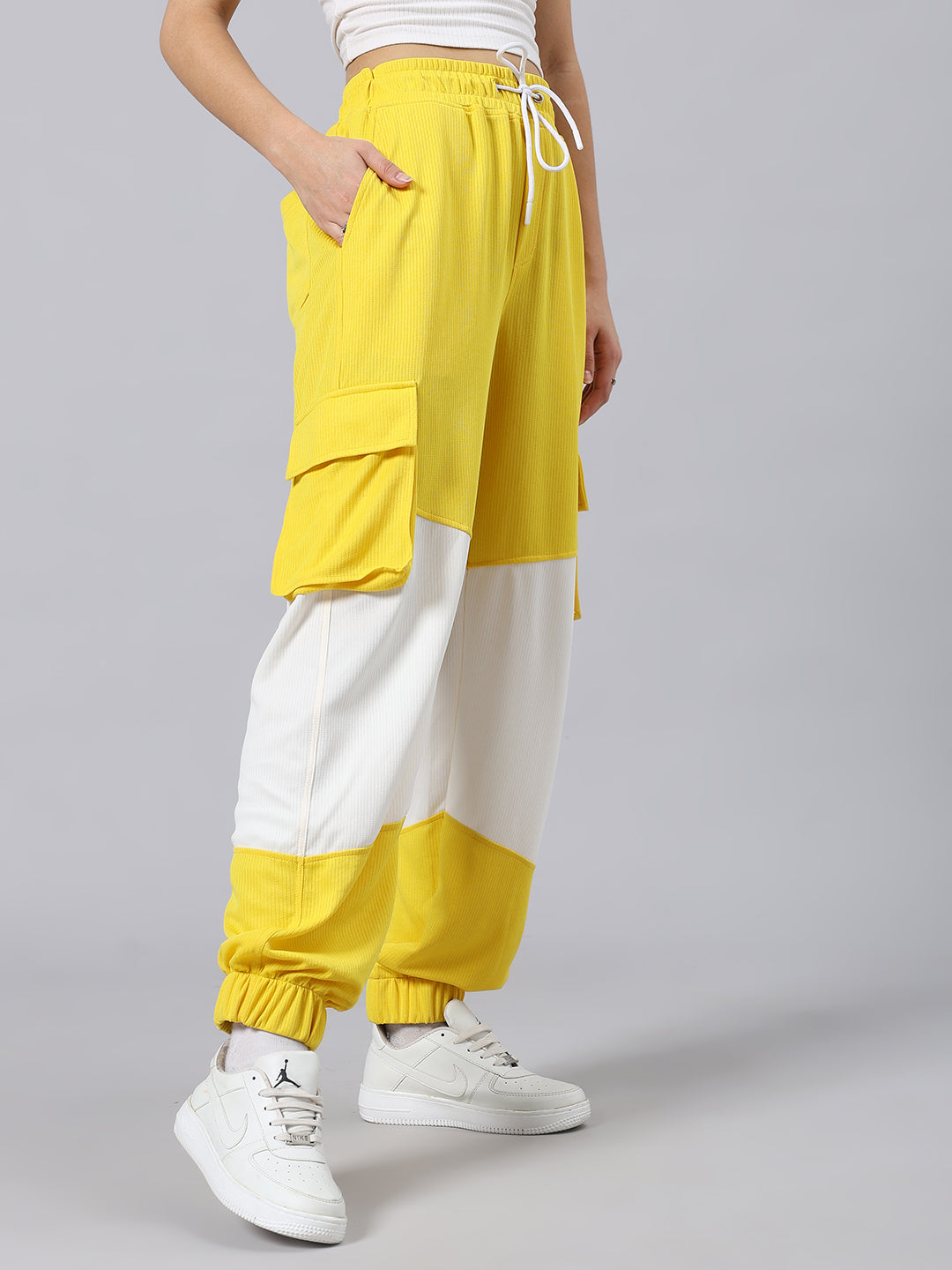 WOMEN'S RADIANT RELAXED FIT JOGGERS (YELLOW WHITE)