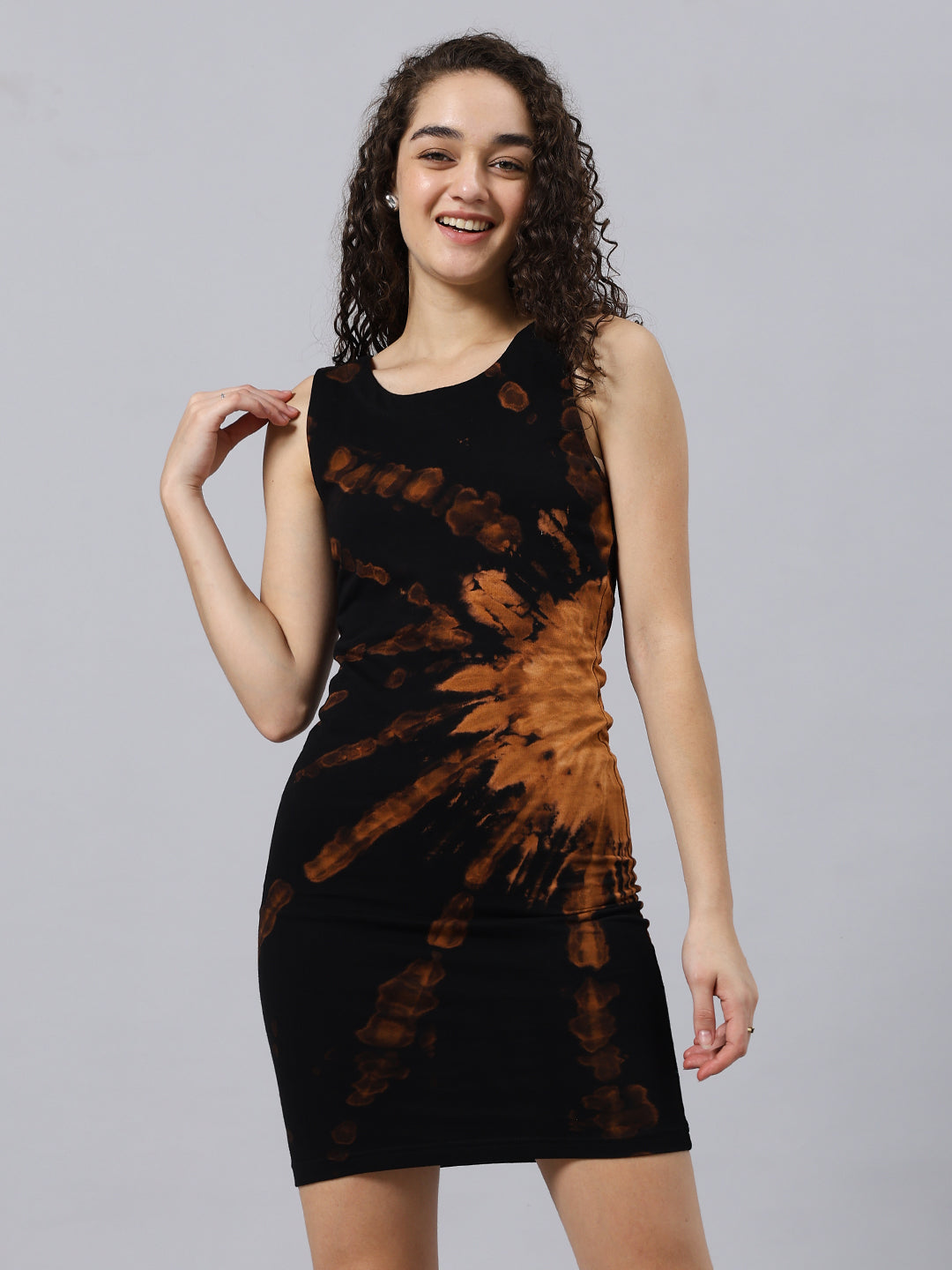 WOMEN'S ELENA TIE-DYE DRESS (BLACK)
