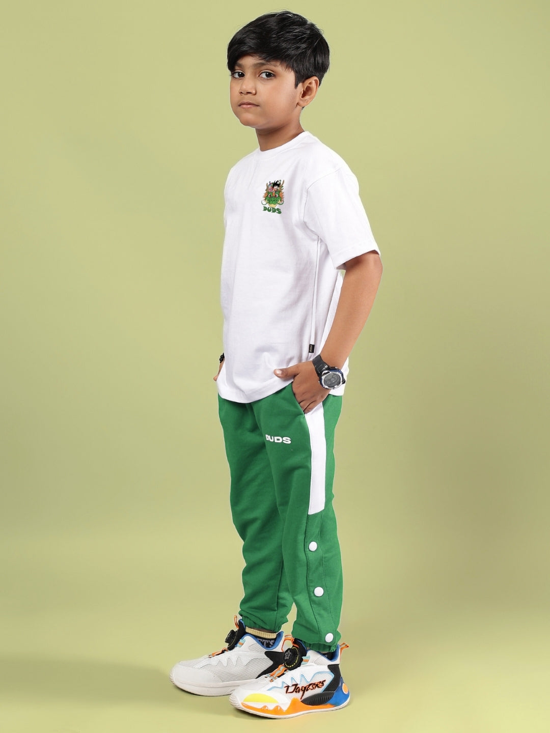 GOKU AND BULMA PRINTED CO-ORD FOR BOYS & GIRLS (WHITE-GREEN)