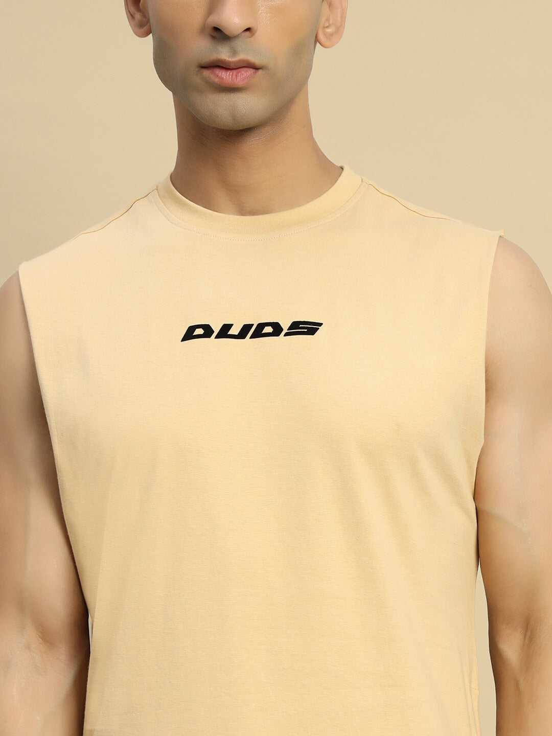 Vertex Relaxed Fit Sleeveless T-Shirt (Beige)