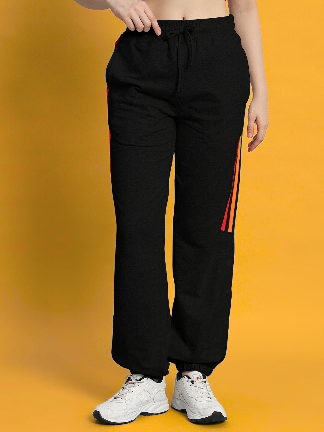 WOMEN'S DUDS PRISM COLORFUL STRIPE JOGGERS (BLACK)