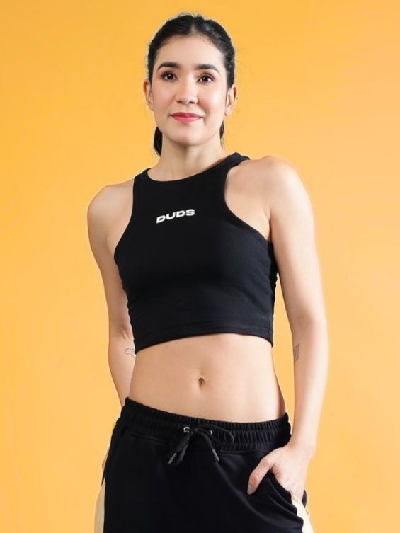 WOMEN'S FITFINITY CROP TOP (BLACK)
