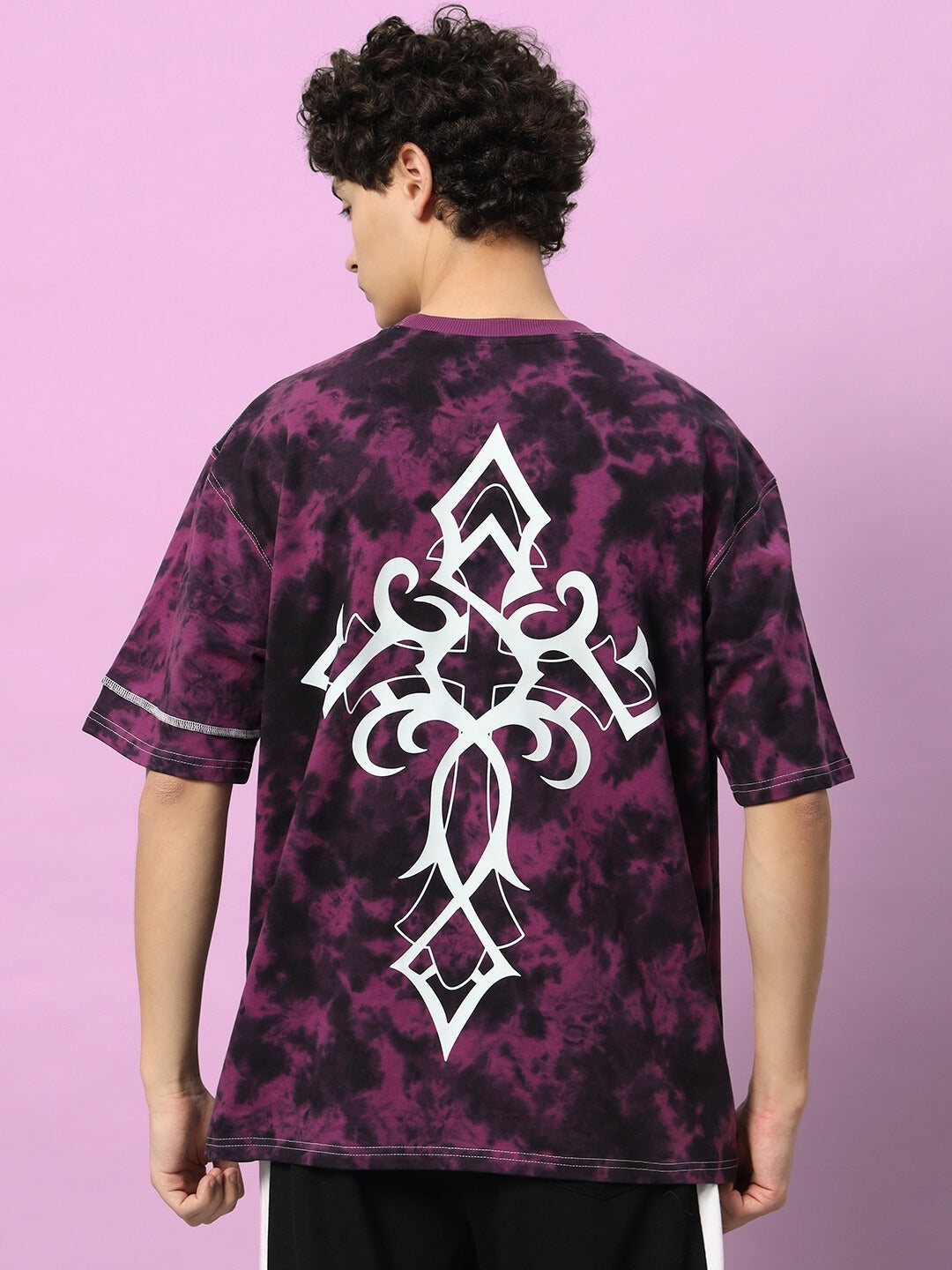 ICONIC TIE-DYE OVER-SIZED T-SHIRT (PURPLE)