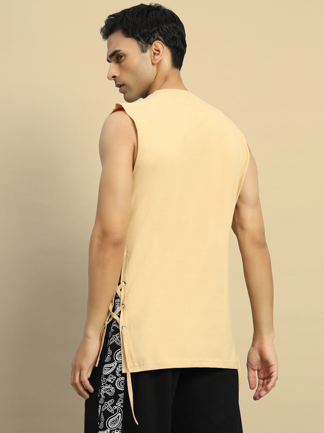 Vertex Relaxed Fit Sleeveless T-Shirt (Beige)