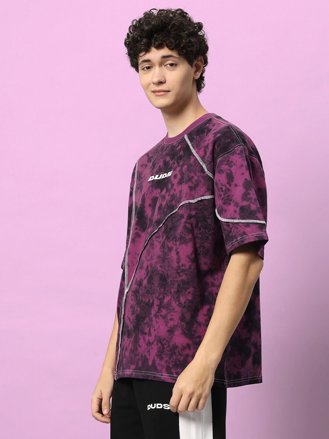 ICONIC TIE-DYE OVER-SIZED T-SHIRT (PURPLE)