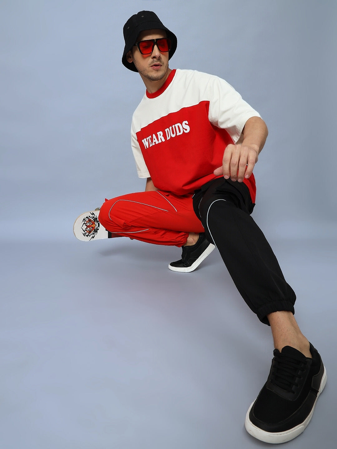 FRONTLINE REFLECTOR PARACHUTE CARGO PANTS (RED-BLACK)