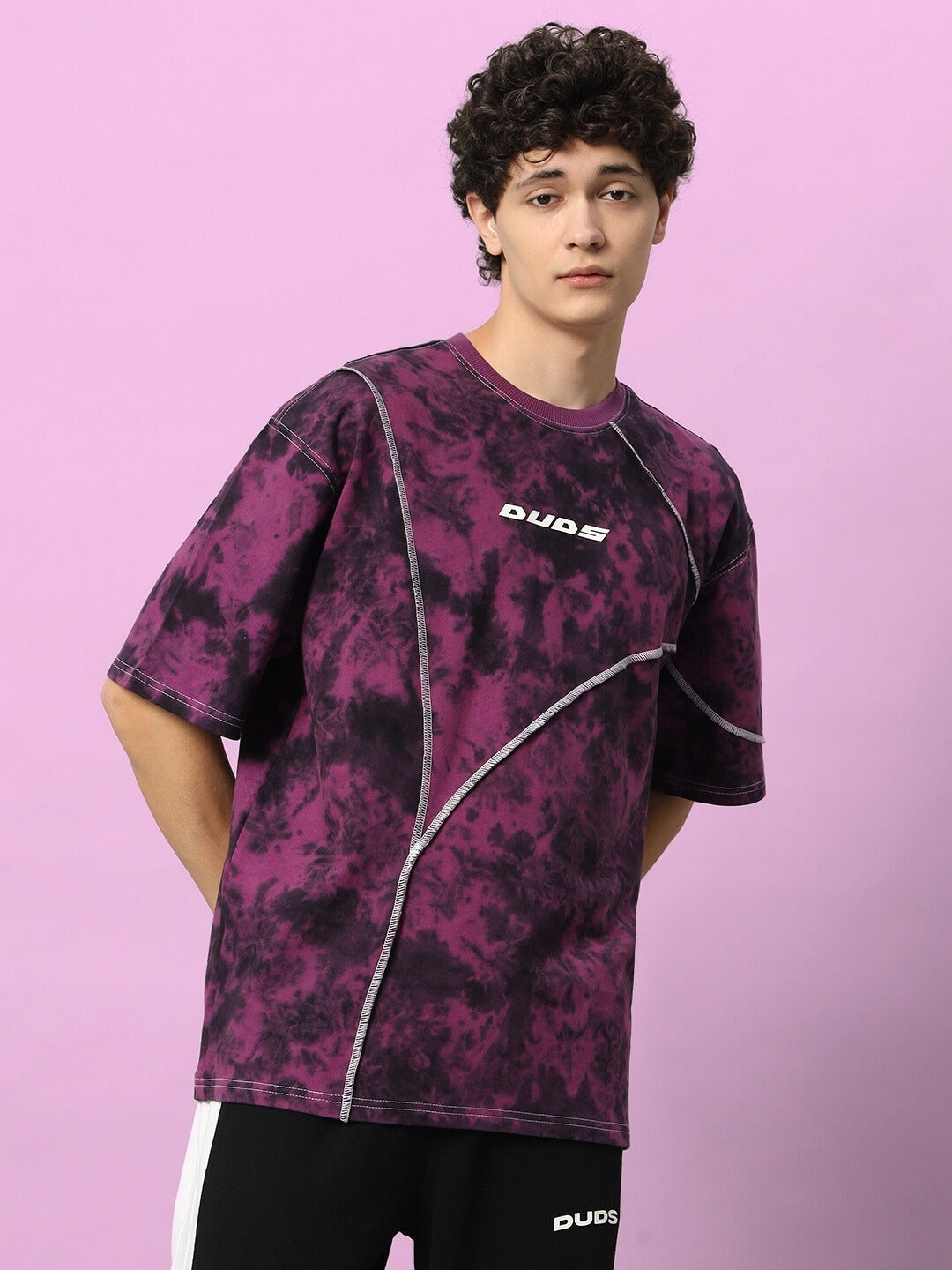 ICONIC TIE-DYE OVER-SIZED T-SHIRT (PURPLE)