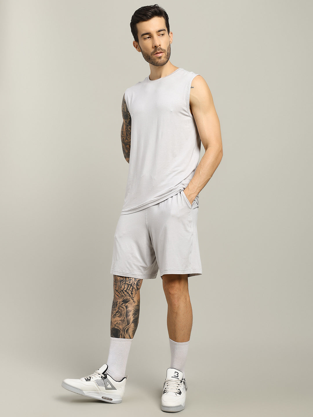 STRENGTH FREAK CO-ORD SET (LIGHT GREY)